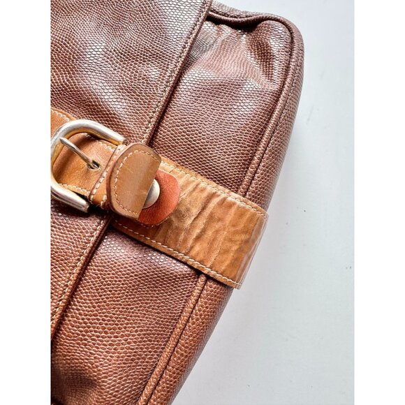 Vintage COURREGES Brown Lizard Embossed Leather Crossbody Bag Purse - Picture 5 of 16